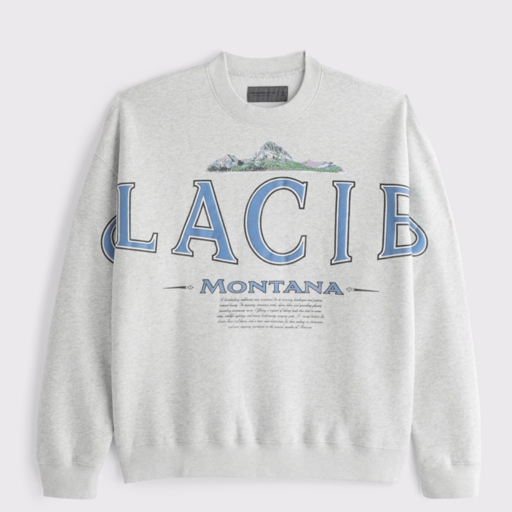 Abercrombie SoftAF Glacier Montana Graphic Crew Sweatshirt